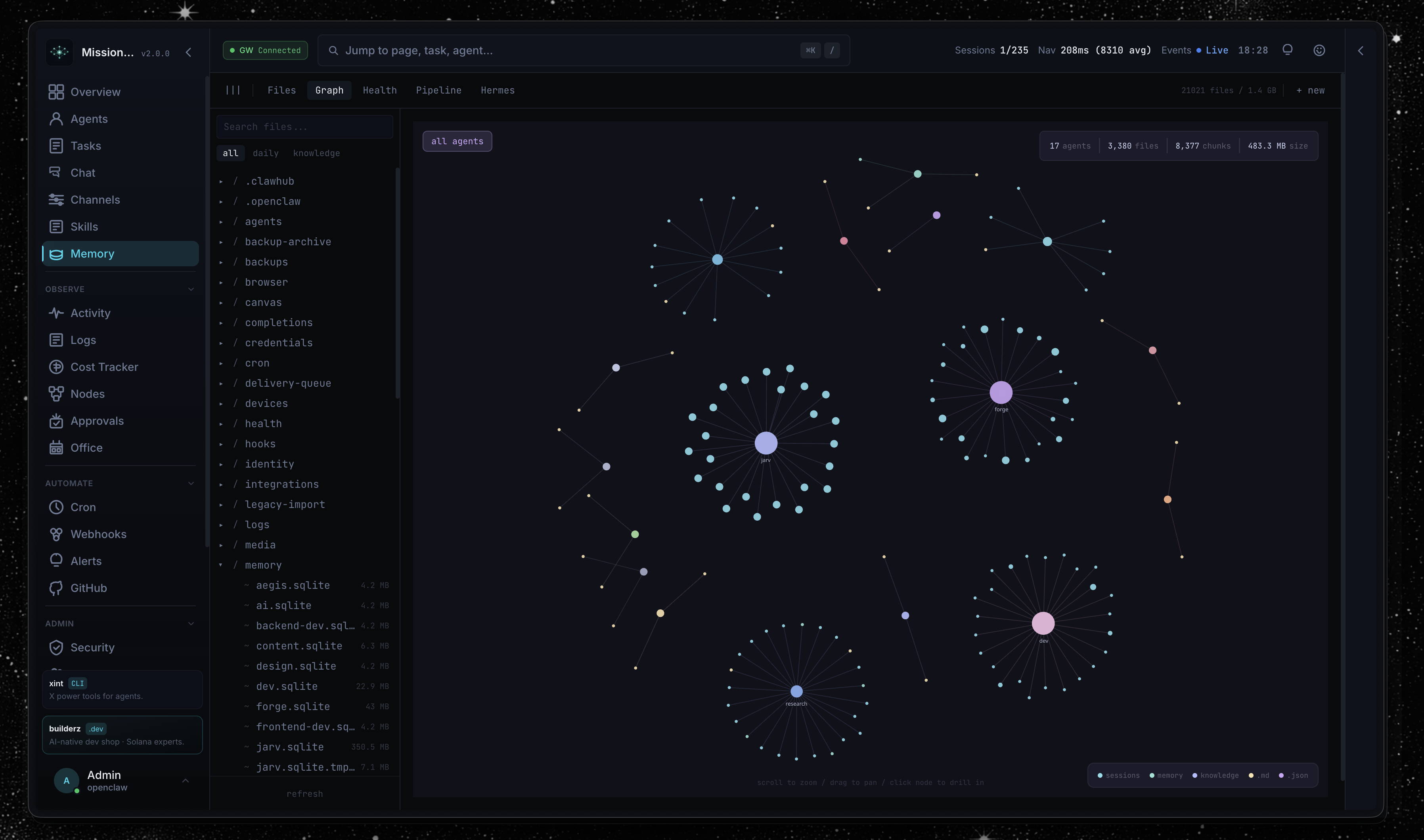 Mission Control Agents Panel